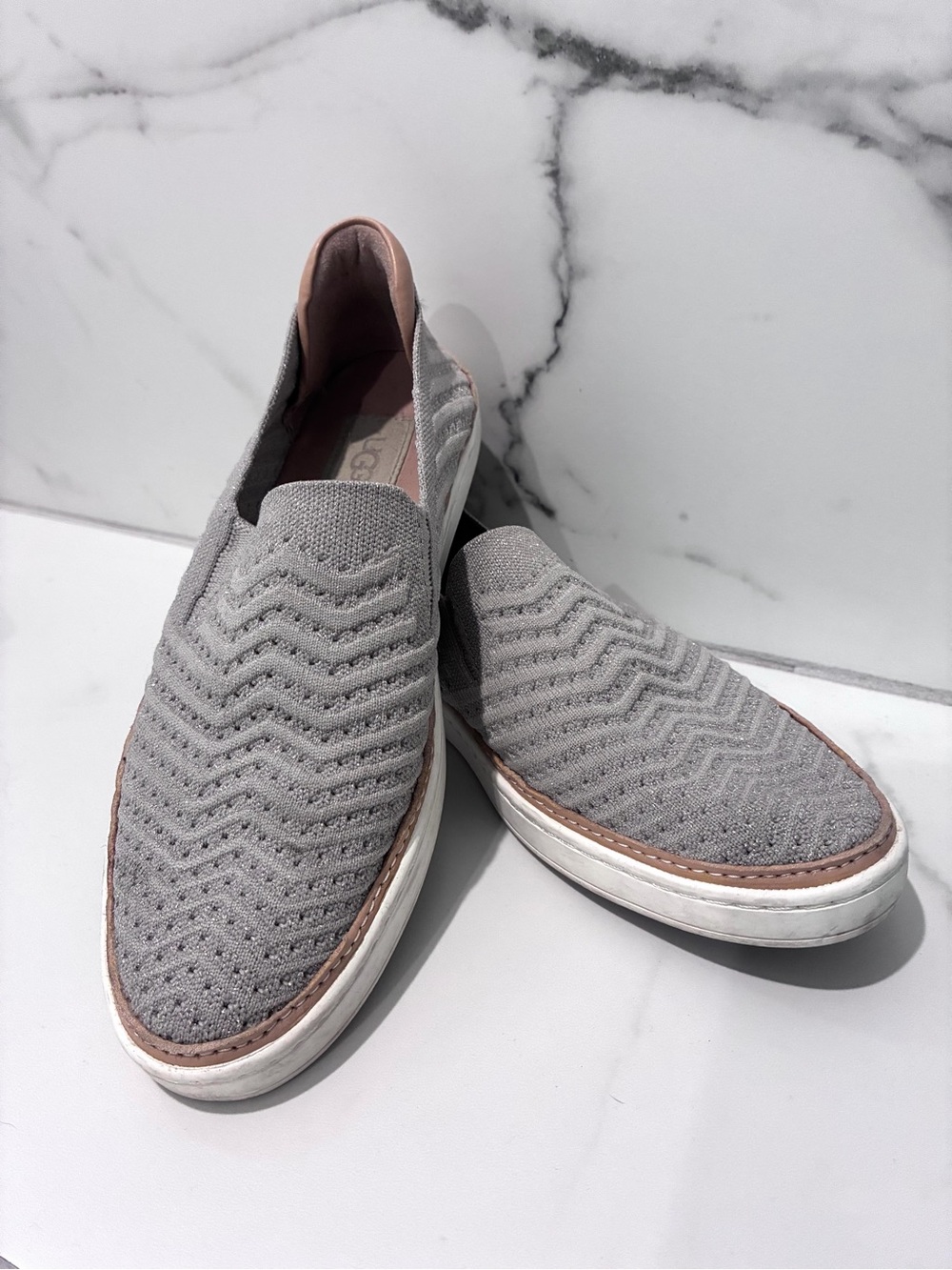 UGG Women's Gray Knit Slip-On Loafers